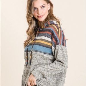 CLEARANCE Stripe Long Sleeve Hood Top